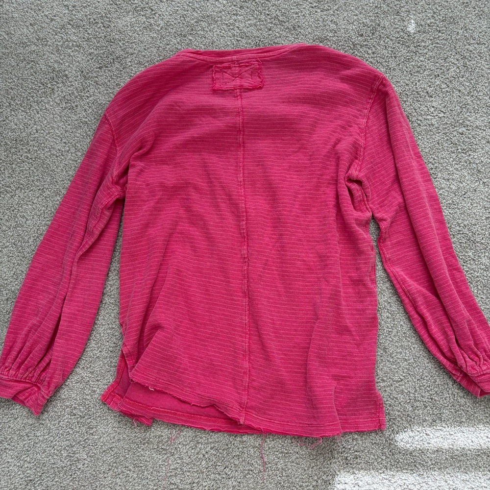 Free People Long Sleeve Top Womens XS Pink Relaxed Casual Beach Boho Indie - Picture 6 of 6